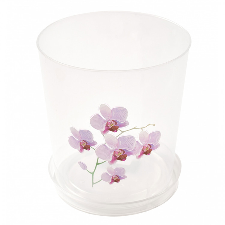 Кашпо д/цветов с поддоном 1,2л для орхидеи прозрачное